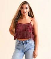 Rhinestone Fringe Cropped Tank Top