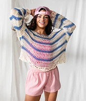 Striped Boatneck Cropped Sweater