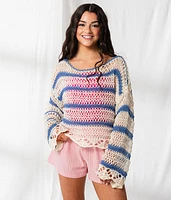 Striped Boatneck Cropped Sweater