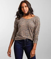 Brushed Fleece Animal Print Top