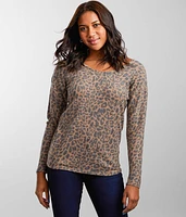 Brushed Fleece Animal Print Top