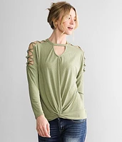 Ribbed Cold Shoulder Top