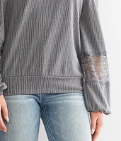 Textured Cold Shoulder Top
