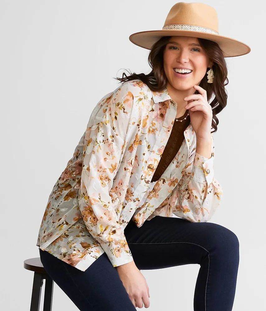 Daytrip Floral Jacquard Chiffon Blouse