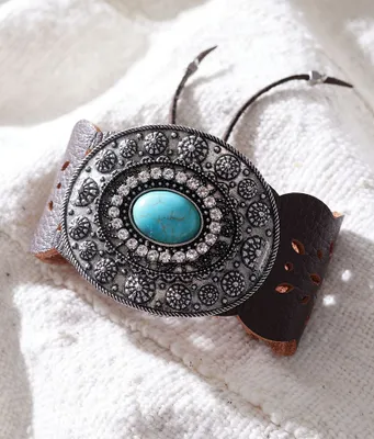 Sterling & Stitch Turquoise Stone Leather Bracelet