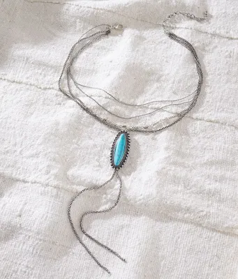 Sterling & Stitch Turquoise Stone Tiered Necklace