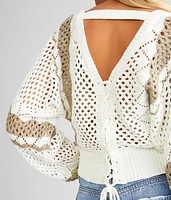 Striped Surplice Cropped Sweater