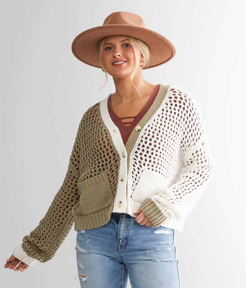 Willow & Root Granny Square Cropped Cardigan Sweater - Women's