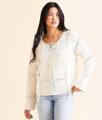 Daytrip Fringe Pointelle Sweater