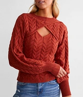Keyhole Cable Knit Sweater