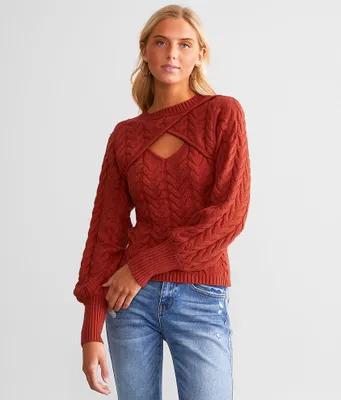 red by BKE Keyhole Cable Knit Sweater