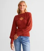 Keyhole Cable Knit Sweater