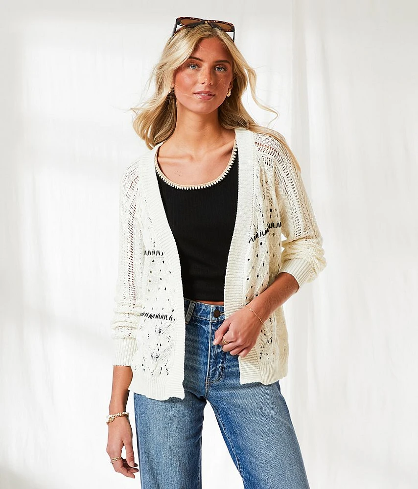 BKE Resort Crochet Cardigan Sweater