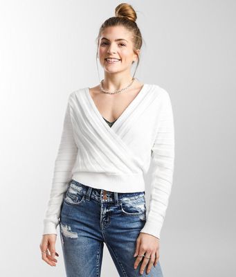 Daytrip Wide Ribbed Surplice Sweater