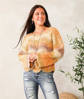 Willow & Root Ombre Scalloped Sweater