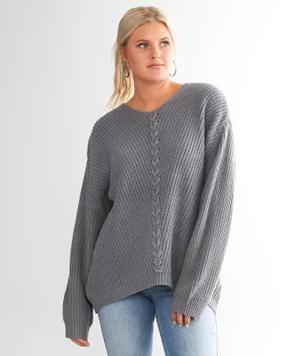 Daytrip Lace-Up Ribbed Sweater