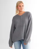Daytrip Lace-Up Ribbed Sweater