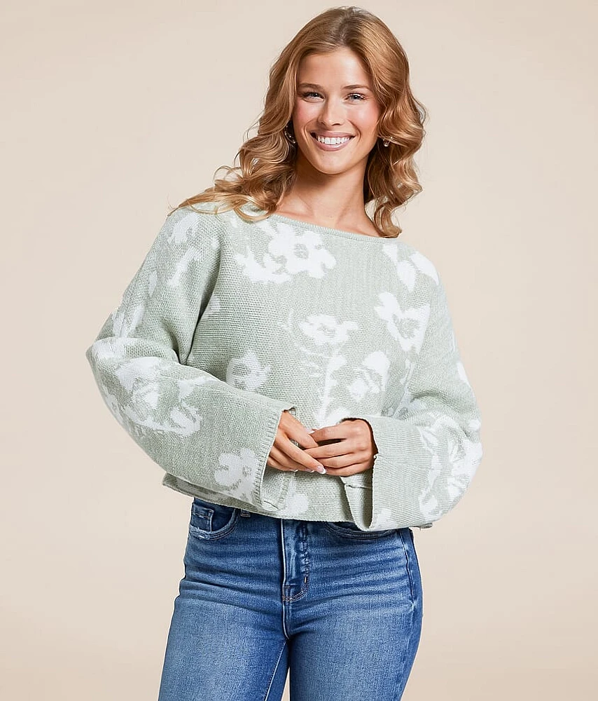 Willow & Root Floral Cropped Sweater