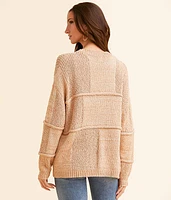 Pieced Nubby Cardigan Sweater