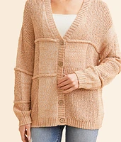 Pieced Nubby Cardigan Sweater