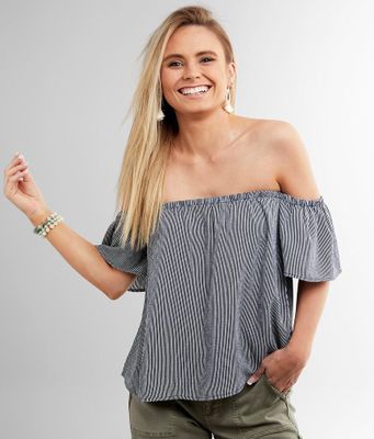 Willow & Root Striped Off The Shoulder Top