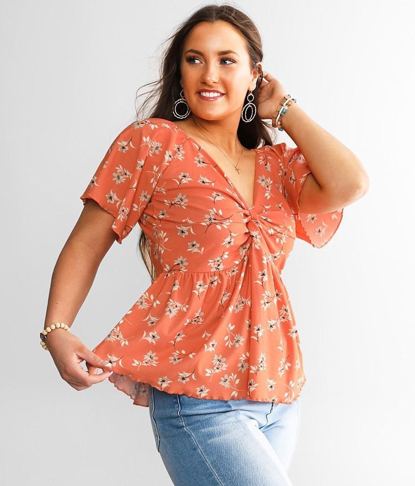 Daytrip Front Twist Peplum Top