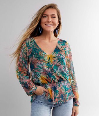 Willow & Root Floral Ruffle Top
