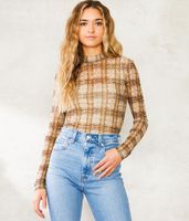 Willow & Root Mock Neck Mesh Top