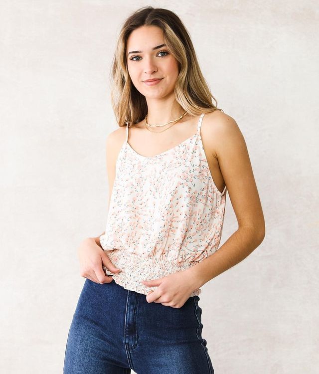 Willow & Root Floral Pointelle Tank Top - Women's Tank Tops in Taupe