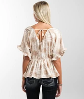 Medallion Print Peplum Top