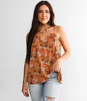 Floral Print Chiffon Tank Top