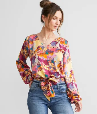Willow & Root Floral Satin Top