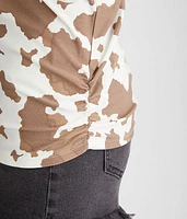 Cow Print Off The Shoulder Top