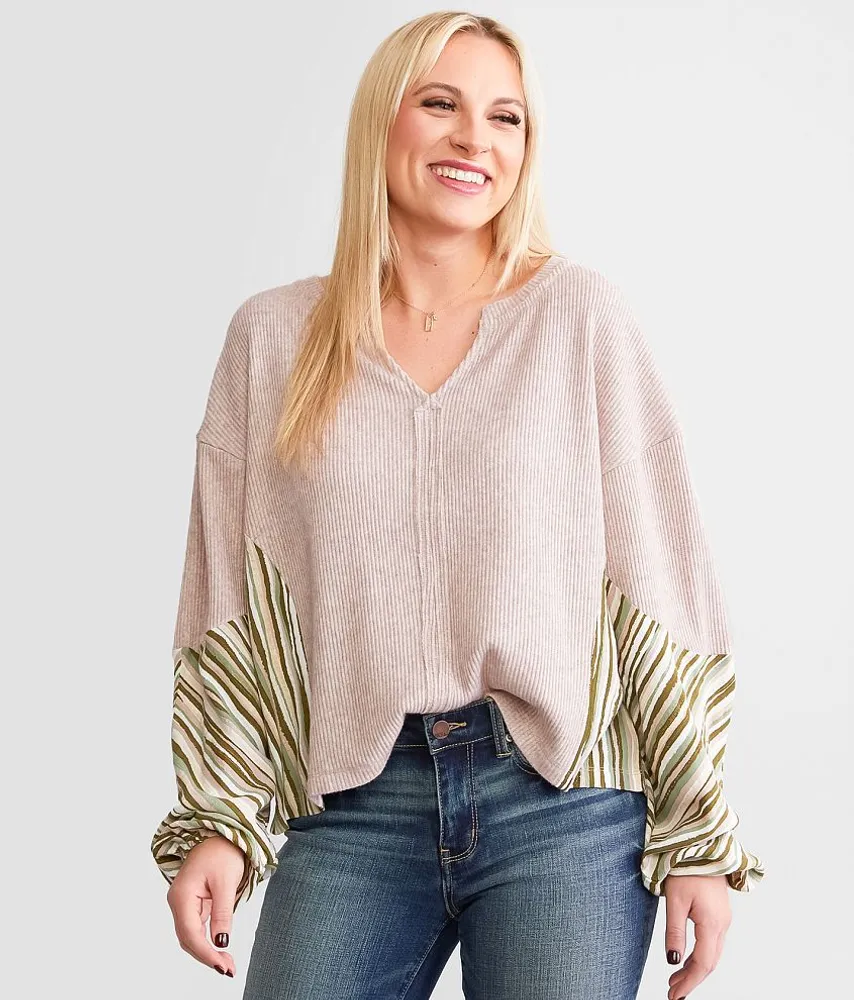 Daytrip Pieced Metallic Dolman Top