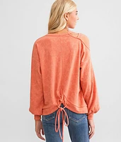 Textured Cold Shoulder Top
