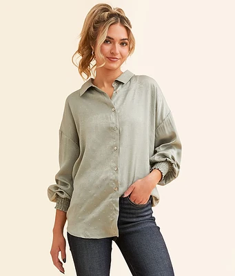 Satin Rhinestone Blouse