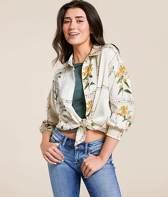Floral Satin Oversized Blouse