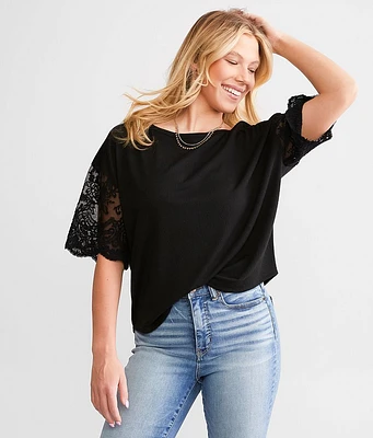 Daytrip Mesh Lace Sleeve Top