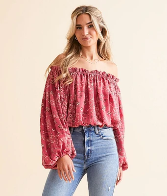 Willow & Root Floral Off The Shoulder Top