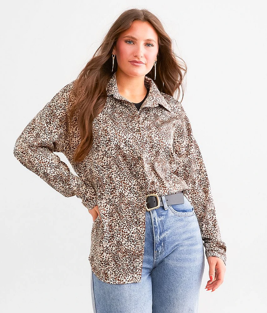 Daytrip Cheetah Satin Oversized Blouse