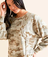 Pieced Camo Print Top