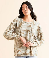 Pieced Camo Print Top