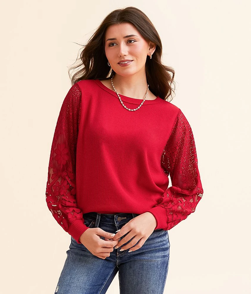 Daytrip Floral Lace Sleeve Top