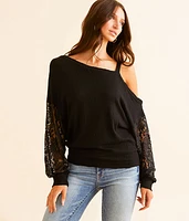 Cold Shoulder Textured Top