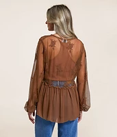 Floral Mesh Empire Top