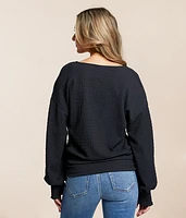 Textured Faux Button Top