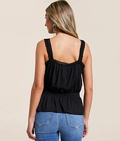 Crochet Trim Peplum Tank Top