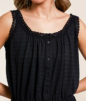 Crochet Trim Peplum Tank Top