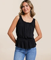 Crochet Trim Peplum Tank Top