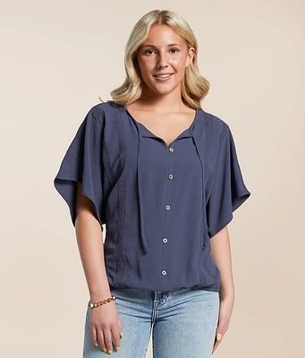 Crinkle Front Tie Top